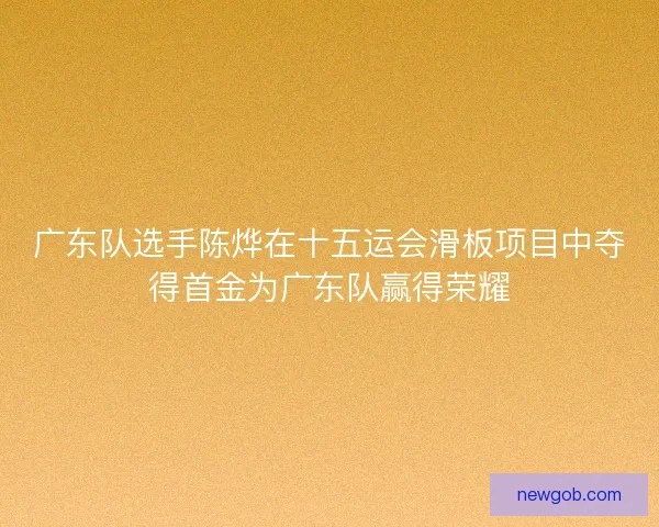 广东队选手陈烨在十五运会滑板项目中夺得首金为广东队赢得荣耀